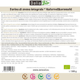 Dalia - Ekologiczna mąka owsiana pełnoziarnista 500g | Bezglutenowe | Bogaty w błonnik i białko Pochodzenie: Włochy | Na chleb, ciasta, owsianki i przepisy fitness | Jakość premium