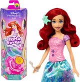 Mattel Disney Zestaw lalek Elsa Fashion Queen, Spin & Reveal z 11 niespodziankami, w tym 5 akcesoriów, 5 naklejek i sceną do zabawy, inspirowany filmem Disneya, HTG25 Dolls Naty Shop Zestaw lalek Arielle