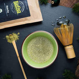 Organiczna herbata Matcha 100g - Oryginalna Matcha w proszku - Herbaciane koktajle Latte - Najwyższej jakości organiczna Matcha z Japonii - Butelkowana i kontrolowana w Niemczech - Biotiva