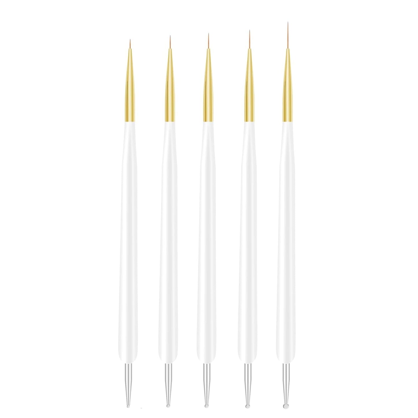 Nagelkunst-Pinsel, 5 Stück, Nailart-Pinsel, Punktierstift-Werkzeuge, Malkunst-Design-Pinsel-Set Für Lange Linien, Dünne Detale, Feine Zeichnungsgrößen 7/9/11/15/22 Mm, Czarny
