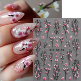 JMEOWIO 3D Nagelsticker Blume Nail Art Naklejka Selbstklebend Nagelaufkleber 5D Stereoskopisch Frühling Letnia dekoracja kwiatowa Nageldesign Zubehör 4 Blatt