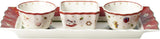 Villeroy & Boch — zestaw do sosów Toy's Delight, 4 szt., półmisek z miseczkami, zestaw misek na bożonarodzeniowy sos, dekoracja stołu z zabawkami, taca do serwowania, miski, świąteczna zastawa stołowa, porcelana Premium