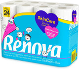Papier toaletowy Renova Skincare, 3 warstwy, biały, 24 rolki