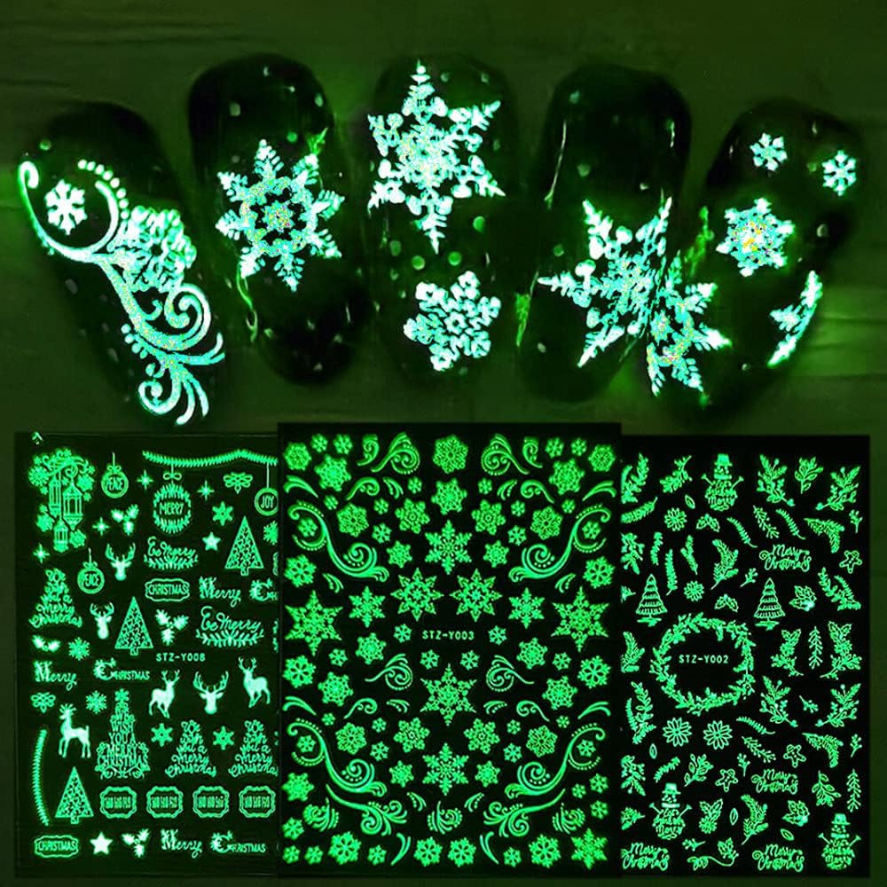 9 Blatt Nagelsticker Weihnachten Nagelaufkleber Selbstklebend Weiß Rentier Schneemann Nail Art Naklejka Dekoration Nageldesign Zubehör
