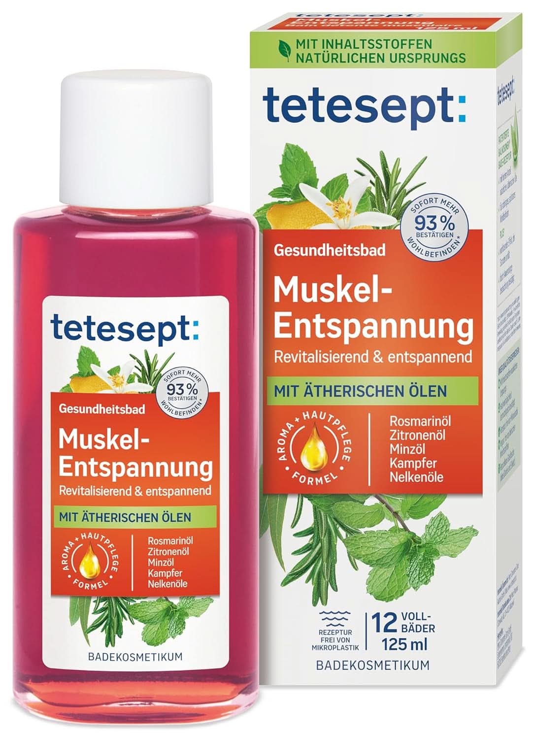 Tetesept Muskel, Relaksujący dodatek do kąpieli po wysiłku fizycznym, 125 ml Prysznic i kąpiel Naty Shop 125 ml Kąpiel relaksacyjna mięśni