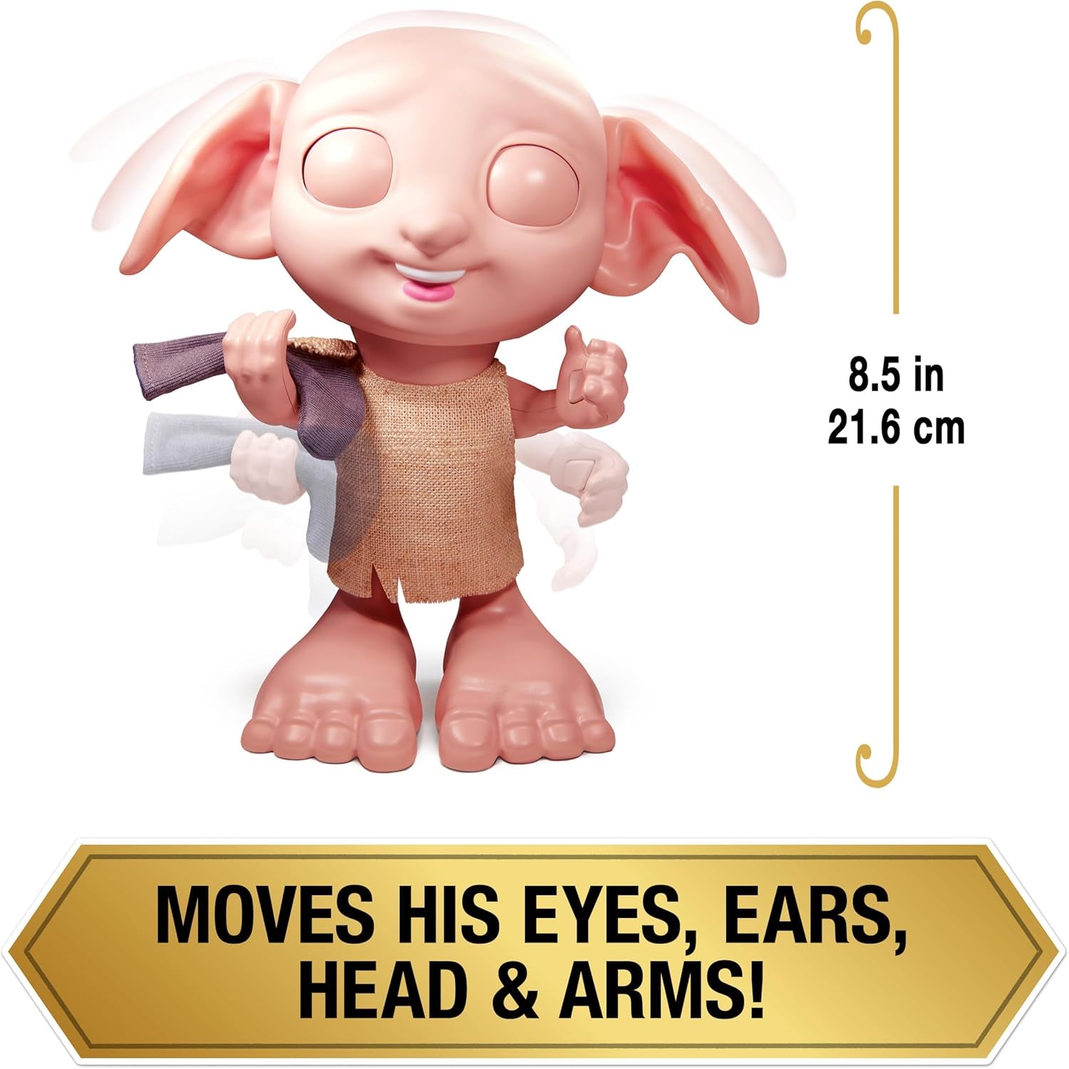 Spin Master 6067280 Wizarding World Harry Potter Magical Interactive Dobby Elf Skarpetkowa lalka, ponad 30 dźwięków i fraz, 21,6 cm, zabawka dla dzieci, czarna