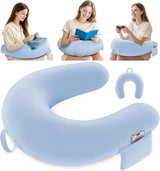 Poduszka do gier i czytania, poduszka do czytania na łóżko/kanapę/podłogę, poduszka do karmienia/szydełkowania z dużą ergonomiczną poduszką do gier, poduszka dla graczy na iPada/laptopa - czarna