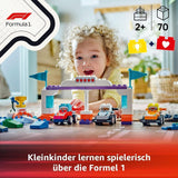 Samochody wyścigowe LEGO DUPLO Town F1 Team z wyścigowcami, zabawka do budowania dla całej rodziny, pobudzająca wyobraźnię zabawa, prezent urodzinowy dla małych dzieci, chłopców i dziewcząt od 2. roku życia 10445 Zestawy do budowania Besuche den LEGO-Store