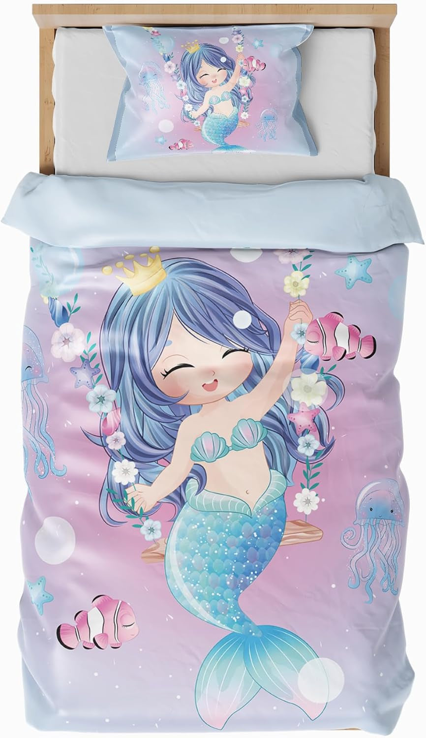 Pościel dla dzieci, różne rozmiary i różne animowane postacie Pościel - dziecięca Naty Shop Syrenka (model 1) 100X135Cm+40X60Cm