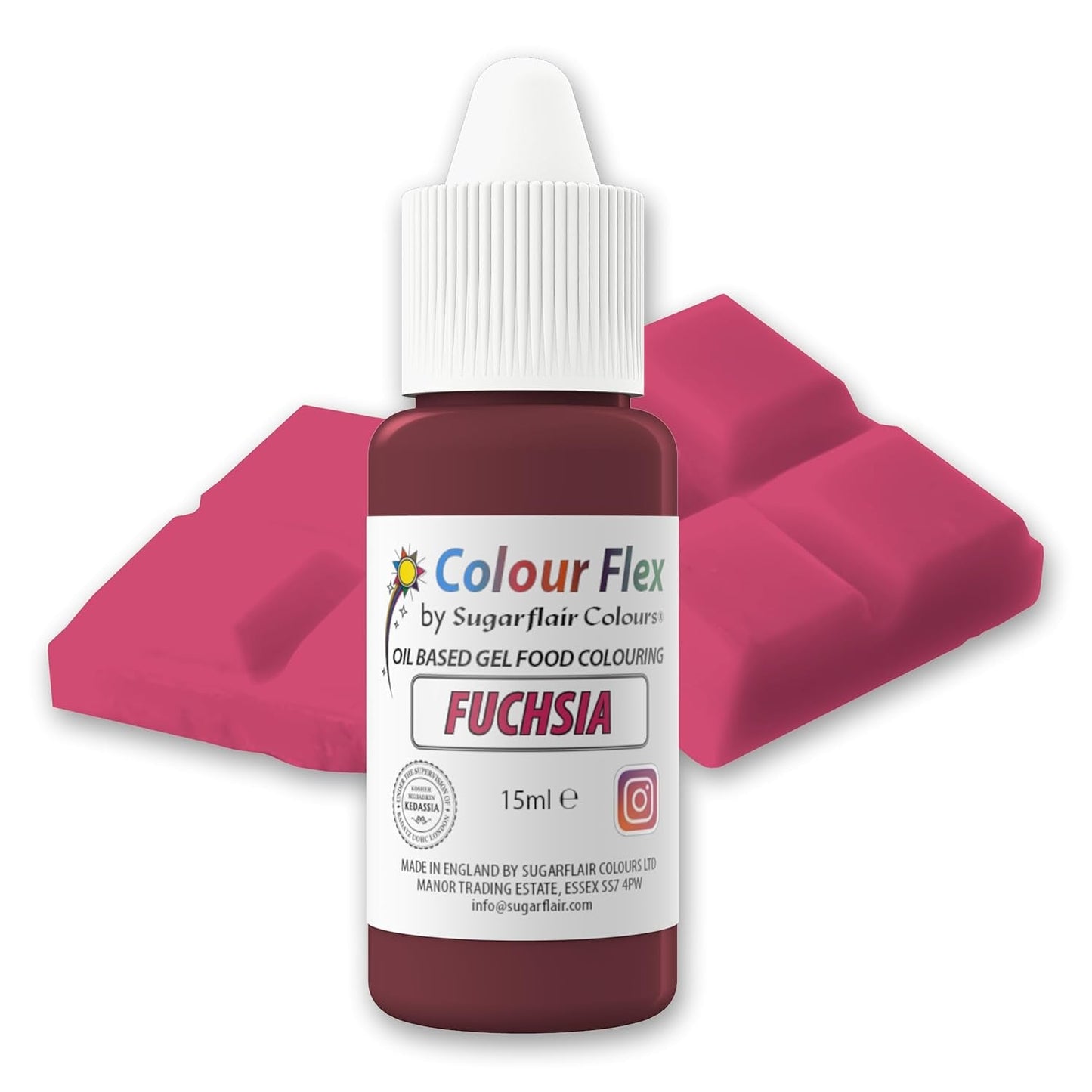 Sugarflair Colourflex Fuksja Barwnik spożywczy na bazie oleju, wysoce skoncentrowany płynny barwnik spożywczy, barwnik spożywczy do śmietany, czekolady, ciasta, kremówki, lukieru i nie tylko - 15ml