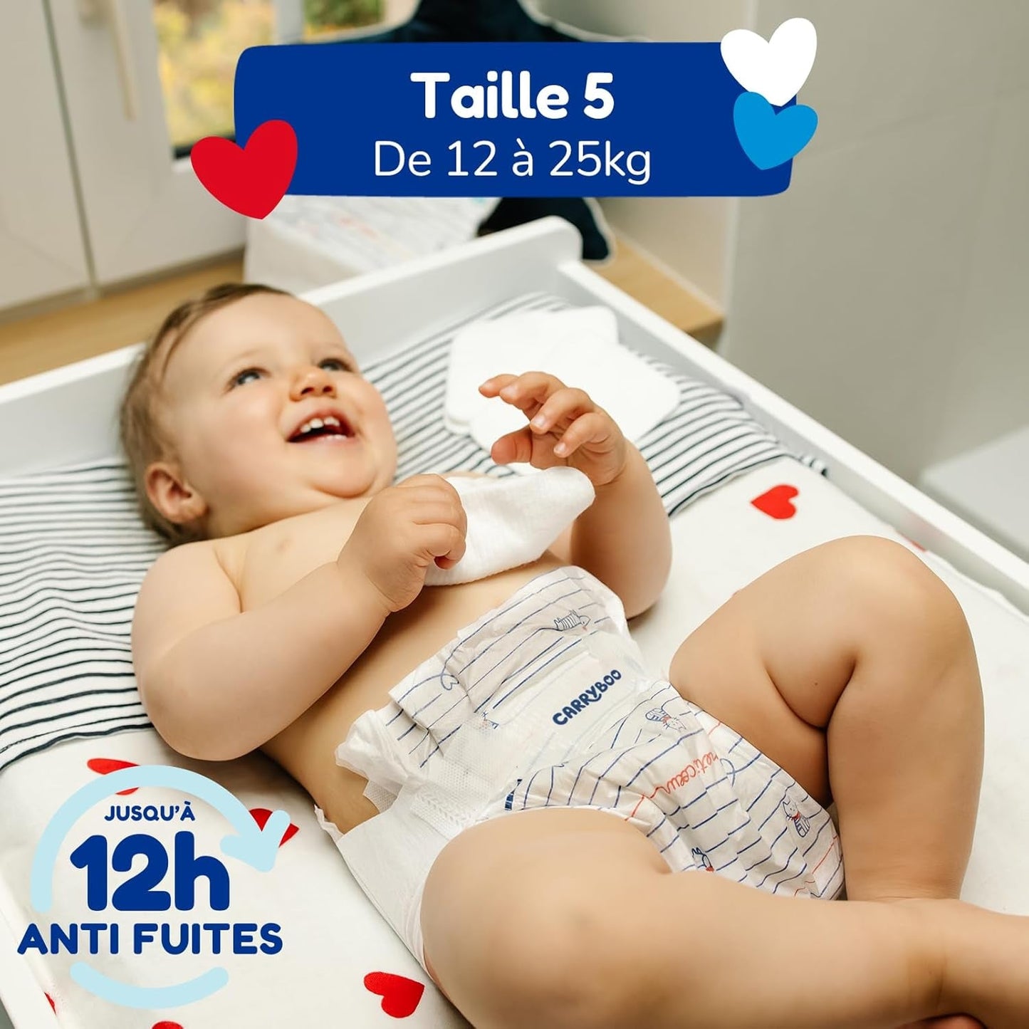 - pieluszki rozmiar 5 (12-25 kg) - zdrowe i bardzo chłonne - 12 godzin ochrony przed wyciekaniem - brak niepożądanych substancji - wyprodukowano we Francji - przystępna cena - 120 pieluszek jednorazowych