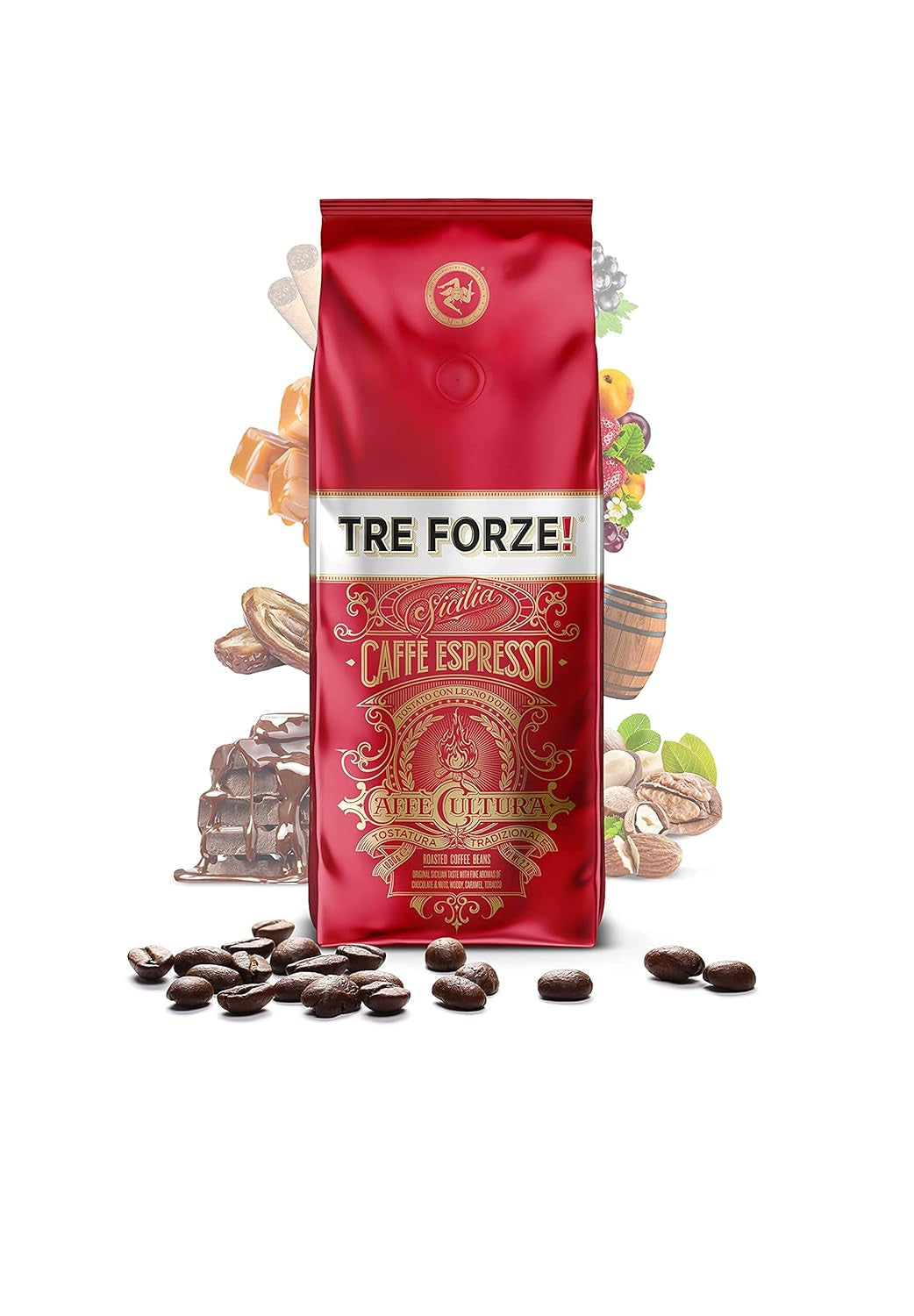 Espresso Caffè - 1kg Ziarna espresso Tradycyjna Röstung über Olivenholzfeuer In Handarbeit - Premium Kaffeebohnen für Vollautomat und Siebträger