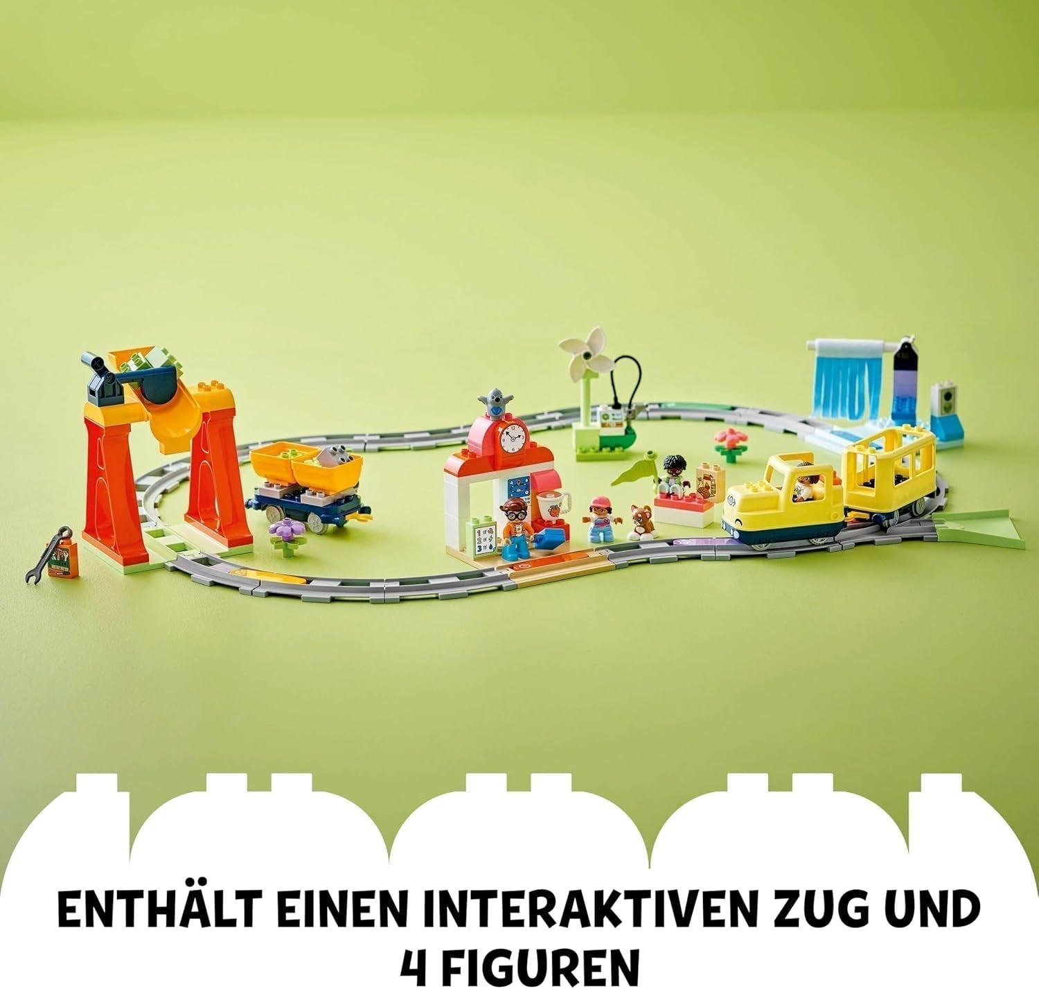 Duża interaktywna kolej miejska LEGO DUPLO, zabawka do budowania dla małych dzieci w wieku 3 lat, lokomotywa Push & Go ze światłami i dźwiękami, części torów, zabawka edukacyjna dla przedszkolaków 10428 Zestawy do budowania Beuche den LEGO-Store