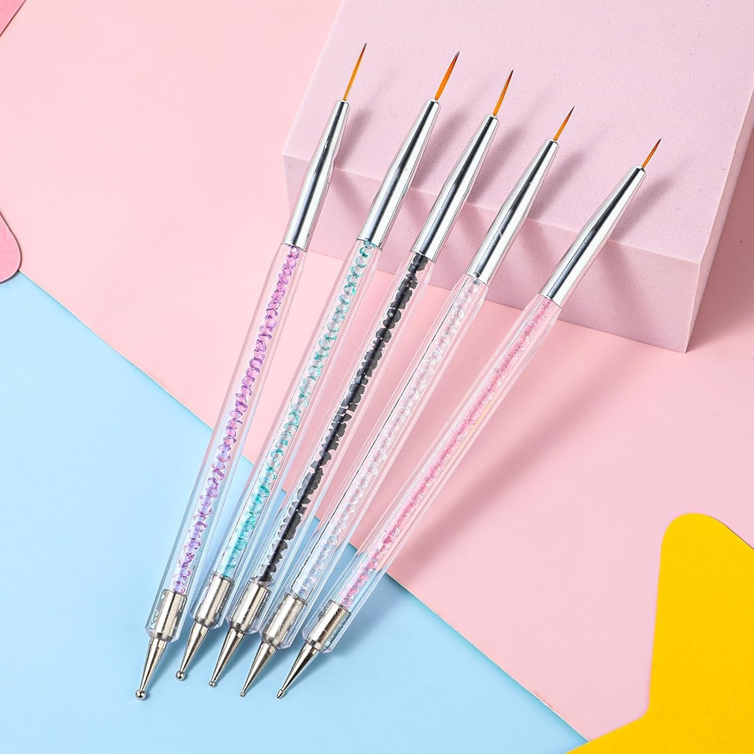 Zestaw 5 Stück Nail Art Pinsel Narzędzie do kropkowania Nailart Pinsel Nageldesign Dwustronny długopis do kropek Strass Profesjonalny akryl Feinmalerei Nail Art Design