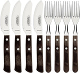 Tramontina PIZZA Besteck, 8-częściowy zestaw, Für 4 Personen, Rostfreier Edelstahl, Fsc-Zertifizierte Holzgriffe, Spülmaschinenfest Kitchen Naty Shop