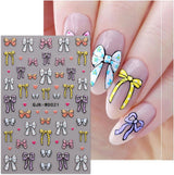 JMEOWIO Nagelsticker Bunte Herz Schleife 6 Blatt Nail Art Naklejka Selbstklebend Nagelaufkleber Dekoration Nageldesign Zubehör