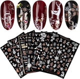 9 Blatt Nagelsticker Weihnachten Nagelaufkleber Selbstklebend Weiß Rentier Schneemann Nail Art Naklejka Dekoration Nageldesign Zubehör