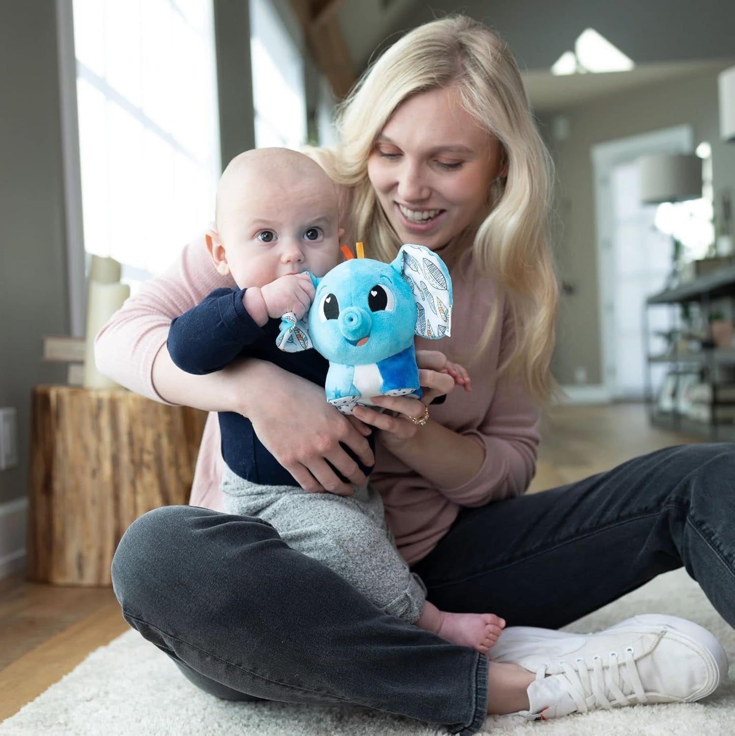 LAMAZE Elephant Puffaboo, zabawka dla noworodka, zabawka sensoryczna dla dziecka, prezent dla nowych rodziców, zabawka rozwojowa na 3 miesiące dla chłopców i dziewcząt, L27467 Baby Toys Naty Shop