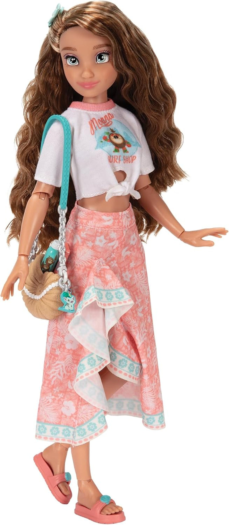 Lalka Vaiana z akcesoriami, 29 cm, 13 punktów artykulacji, na oficjalnej licencji Jakks Pacific. W komplecie z akcesoriami, które można łączyć i błyszczącym pierścionkiem Mickey!