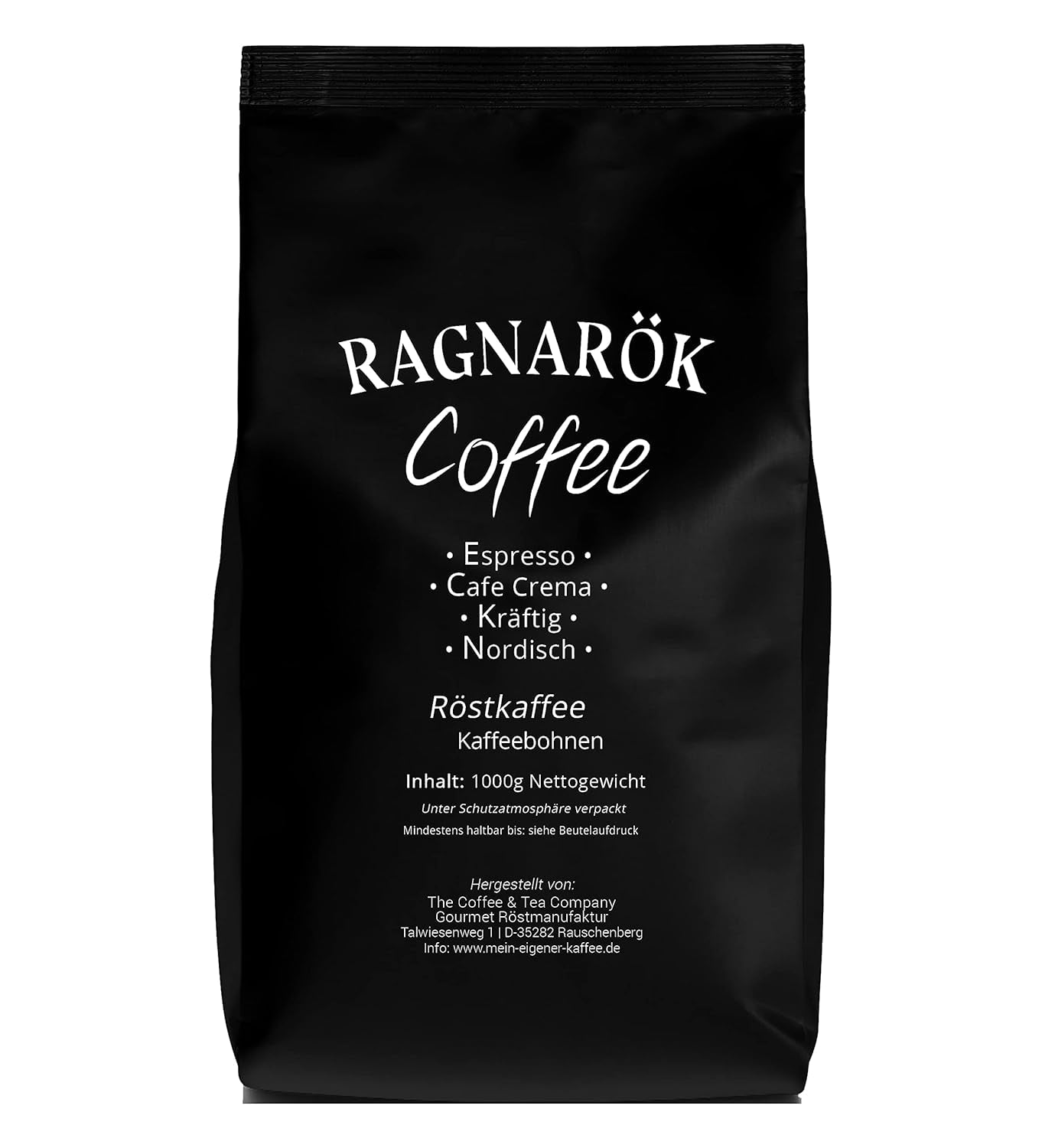 C&T „Ragnarök Coffee” nordischer Röst-Kaffee | 1000g gęsi Bohne | als Espresso & Cafe Crema Trinkbar | kräftig + würzig + aromatyczny | W 100% naturalny z kofeiną