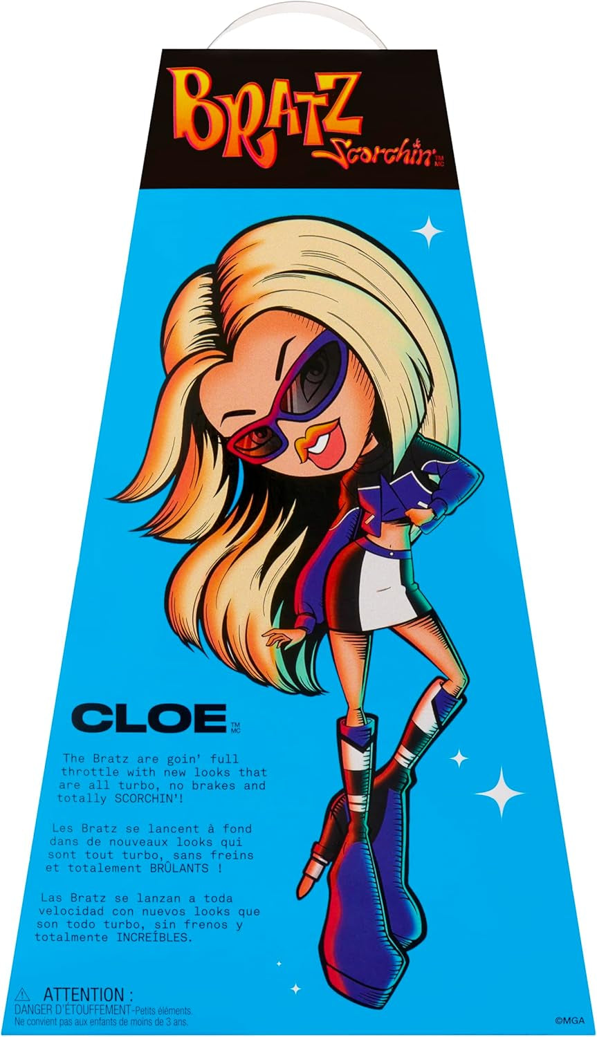 Bratz Scorchin' Cloe — zawiera 1 modną lalkę ze strojem i akcesoriami, lalki inspirowane sportami motorowymi, uroczą zabawkę dla dziewczynek
