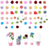 300 Stück Niedlich Blume Nail Charms, 3D Resin Floral Camelie Rose Nägel Charms Mit Perle, Gemischt Größe Bunte Flower Nägel Deko Für Frauen Nail Art Zubehör