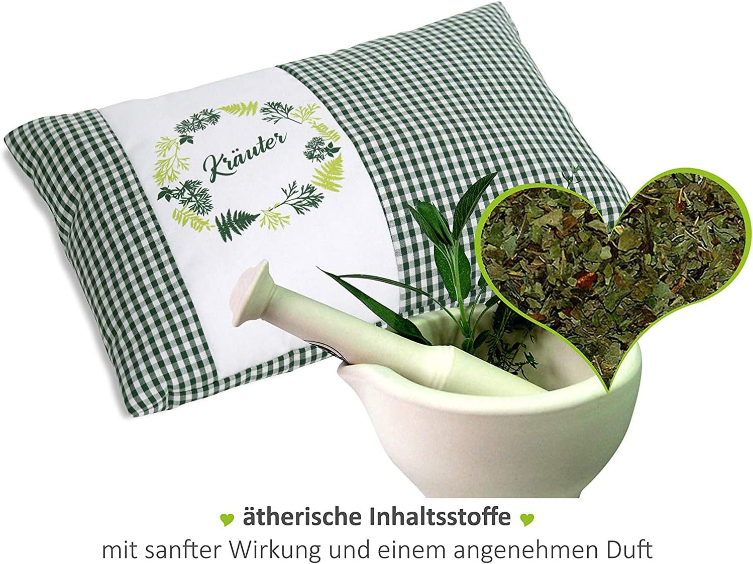 Gözze - Poduszka o zapachu ziół, 200 g wypełnienia z mieszanki ziół, poszewka ze 100% bawełny, 30 x 20 cm - Szara krata Naty Shop Standardowe poduszki