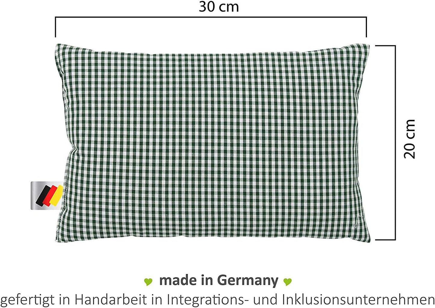 Gözze - Poduszka o zapachu ziół, 200 g wypełnienia z mieszanki ziół, poszewka ze 100% bawełny, 30 x 20 cm - Szara krata Naty Shop Standardowe poduszki