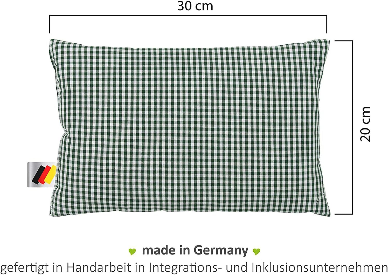 Gözze - Poduszka o zapachu ziół, 200 g wypełnienia z mieszanki ziół, poszewka ze 100% bawełny, 30 x 20 cm - Szara krata Naty Shop Standardowe poduszki