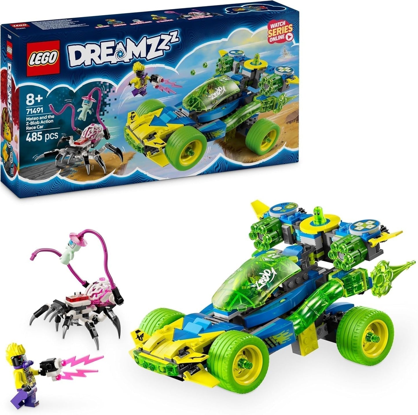 LEGO Dreamzzz Mateo z wyścigówką Z-Blob, zestaw fantasy 2 w 1 z pojazdami, minifigurkami i stworzeniami ze snów dla dzieci w wieku powyżej 8 lat, prezent dla chłopców i dziewcząt 71491 Zestawy do budowania Beuche den LEGO-Store Default Title