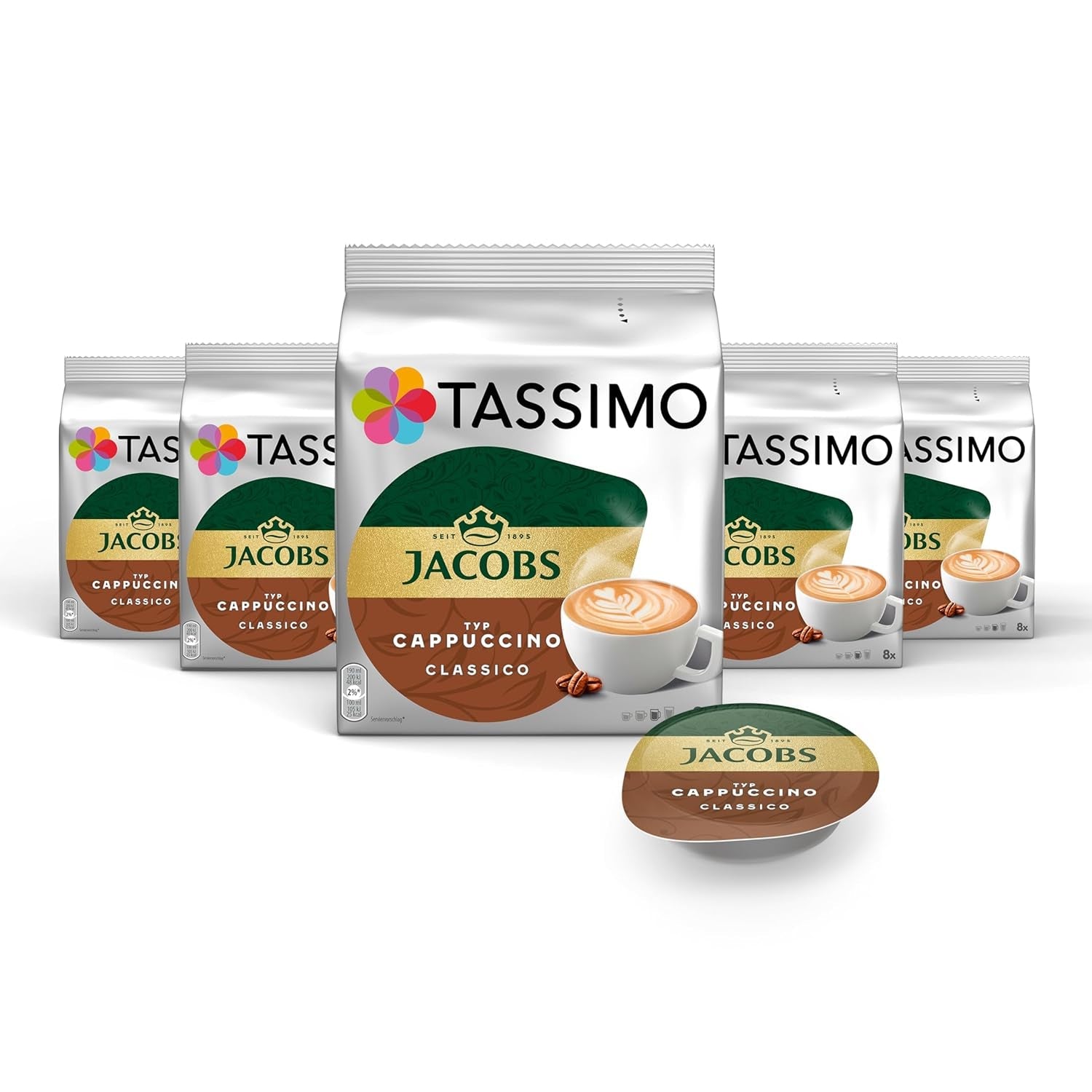 Tassimo Kapseln Jacobs Cappuccino Classico, 5 x 8 podkładek, 40 Kaffeekapseln