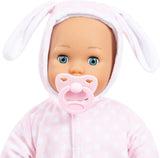 Bayer Design 93822AA Babypuppe Anna, sricht 24 Babylaute, weicher Körper, Schlafaugen, Schnuller, Flasche, 38 cm, różowy, mały