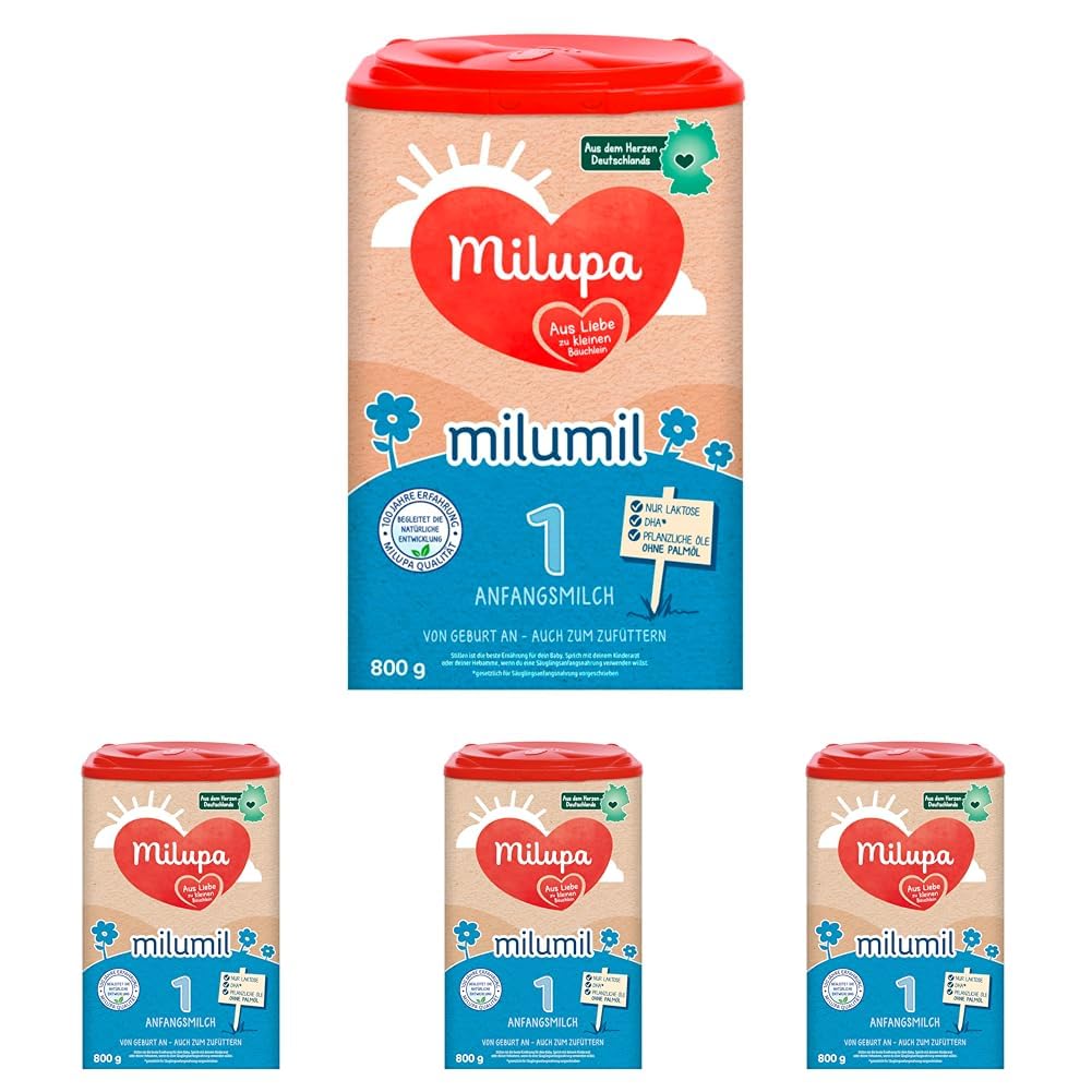 Milupa Milumil Pre, Mleko w proszku dla niemowląt - Z ważnymi składnikami odżywczymi i bez oleju palmowego - 800 g Naty Shop 4 x 800 gramów Milumil 1