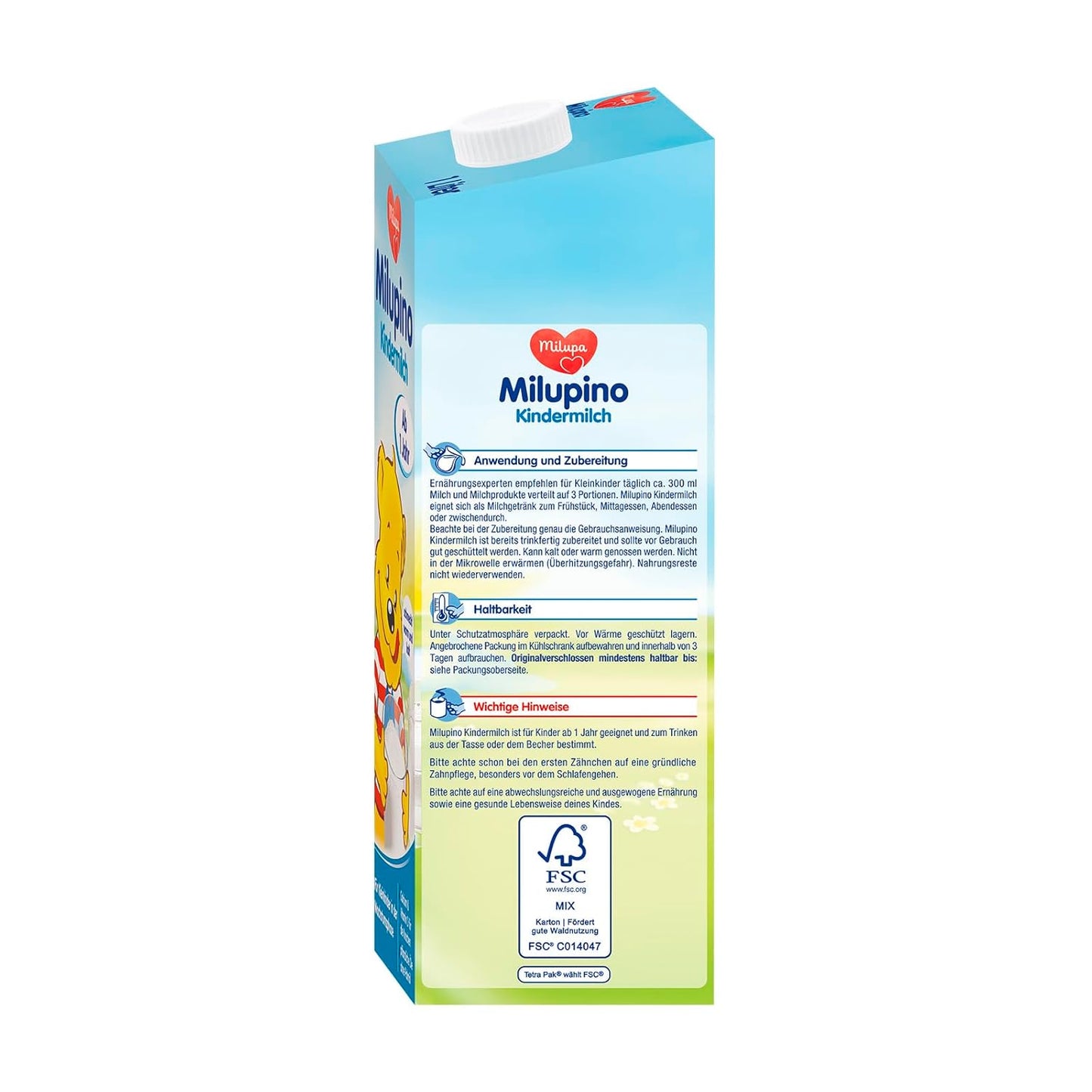 Milupino mleko gotowe do spożycia (6X1L), od 1 roku, dla małych dzieci w fazie wzrostu Naty Shop