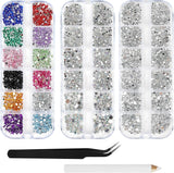 Harz Strasssteine ​​4200 szt. Strass Kristalle 1Mm-5Mm Gemischte Kinder Bastelsachen Kit Mit Strass Mit Picking Pinzette Und Stift Für DIY Nägel Kleidung Kunsthandwerk Gemischt Becher Party (A)