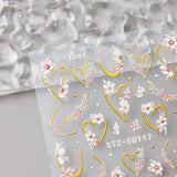 JMEOWIO 3D Nagelsticker Blume Nail Art Naklejka Selbstklebend Nagelaufkleber 5D Stereoskopisch Frühling Letnia dekoracja kwiatowa Nageldesign Zubehör 4 Blatt