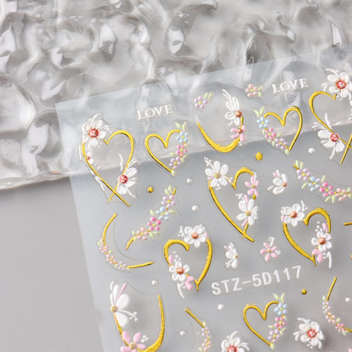 JMEOWIO 3D Nagelsticker Blume Nail Art Naklejka Selbstklebend Nagelaufkleber 5D Stereoskopisch Frühling Letnia dekoracja kwiatowa Nageldesign Zubehör 4 Blatt