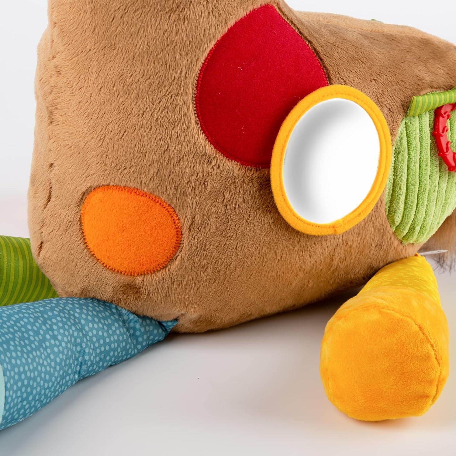 SIGIKID 42863 Zabawka dla dziecka Żyrafa XXL, Zabawka edukacyjna PlayQ, Pluszowa zabawka z kółeczkiem do ząbkowania, Grzechotką, Lusterkiem, Piszcząca, dla niemowląt i dzieci od 3. miesiąca życia, Wielokolorowy/Żyrafa 72 cm Zabawki Bebe Naty Shop