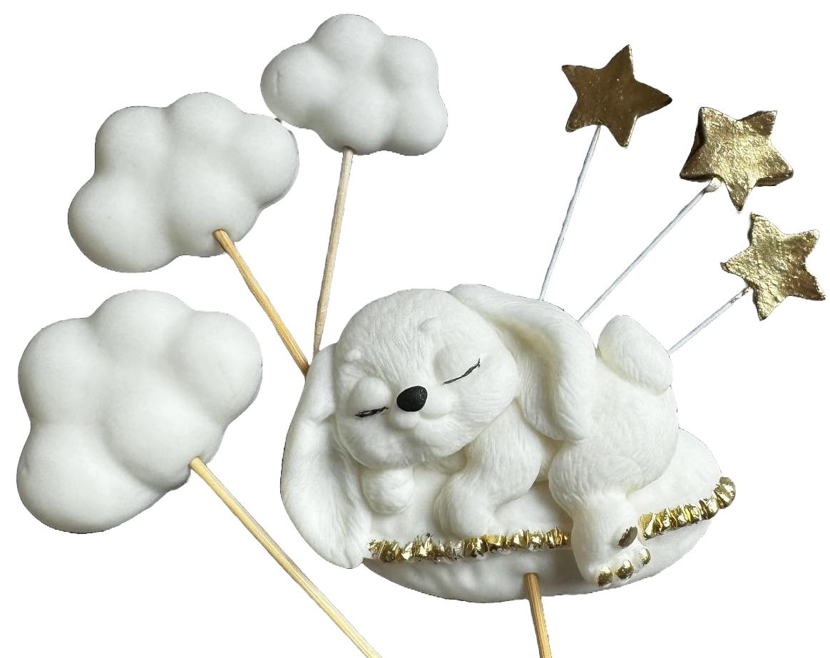 Zestaw 7 jadalnych dekoracji cukrowych, Dekoracje z pasty cukrowej Bunny Shop Naty Shop