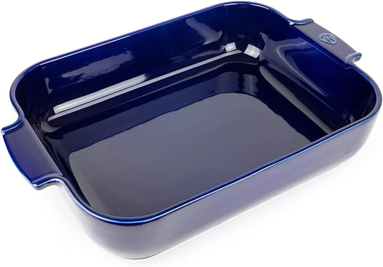 Peugeot Appolia Rechteckige Auflaufform Mit Griffen, Keramik, Schiefer / Grau, 8,3X40,5X27,2 Cm, Fassungsvermögen: Ca. 4 L, 60022 Formy i blachy do pieczenia Naty Shop Blau