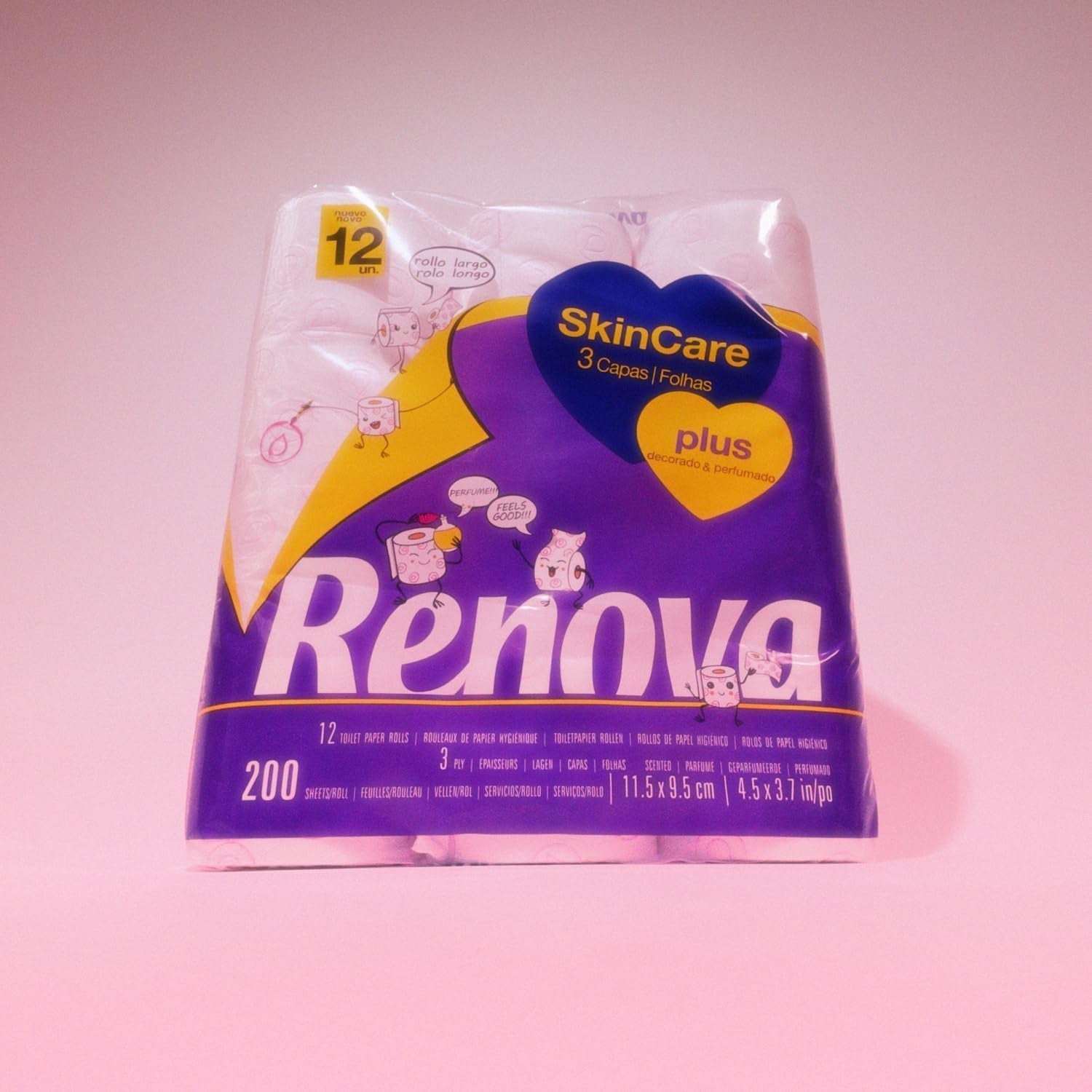 Renova - Papier toaletowy Skin Care Plus, Zdobiony, Zapachowy - 12 rolek (Papier toaletowy)