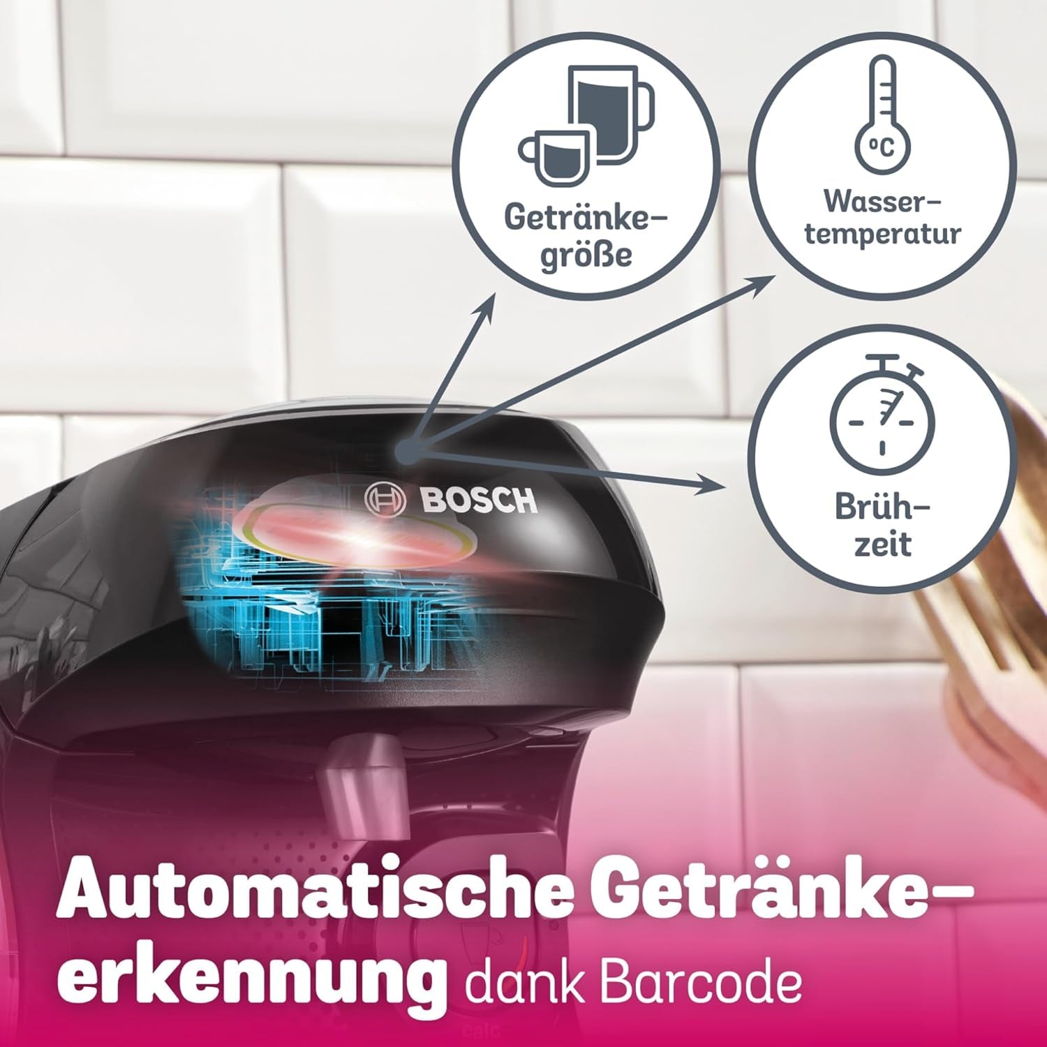 Bosch Tassimo Happy Friendly TAS102E Ekspres do espresso w kapsułkach, ponad 70 napojów, odpowiedni do wszystkich filiżanek, Auto-Stop, zrównoważony, idealne dozowanie, oszczędzający miejsce, 1400 W, czarny
