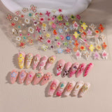 JMEOWIO 3D Nagelsticker Kolorowy kwiat Nail Art Naklejka Selbstklebend Nagelaufkleber 5D Stereoskopisch Wiosna Lato Kwiatowa dekoracja Nageldesign Zubehör 4 Blatt