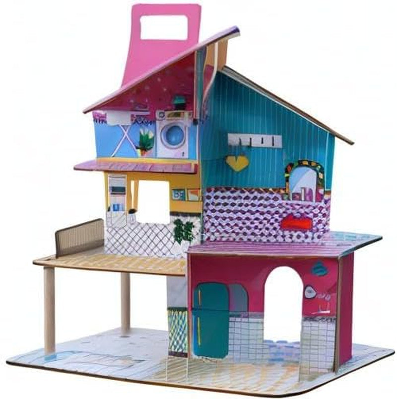Drewniany domek dla lalek Olivia's Little World 360 dla dzieci, lalki 3,5 cala i 12 akcesoriów, wielokolorowy TD-13260C