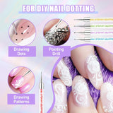 Sularpek 6 Stück Nagel Pinsel, Nail Art Pinsel, Pinsel Nageldesign, Nagel Pinsel Set, Nail Art Dotting Tools Mit 1 Gąbkowy aplikator w pędzelku, Nageldesign Zubehör Für DIY Nail Art Design