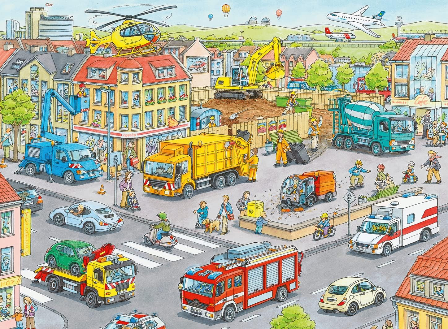 Puzzle dla dzieci Ravensburger - 10558 Pojazdy w mieście - Puzzle dla dzieci powyżej 6 roku życia zawierające 100 elementów w formacie XXL Puzzle Naty Shop