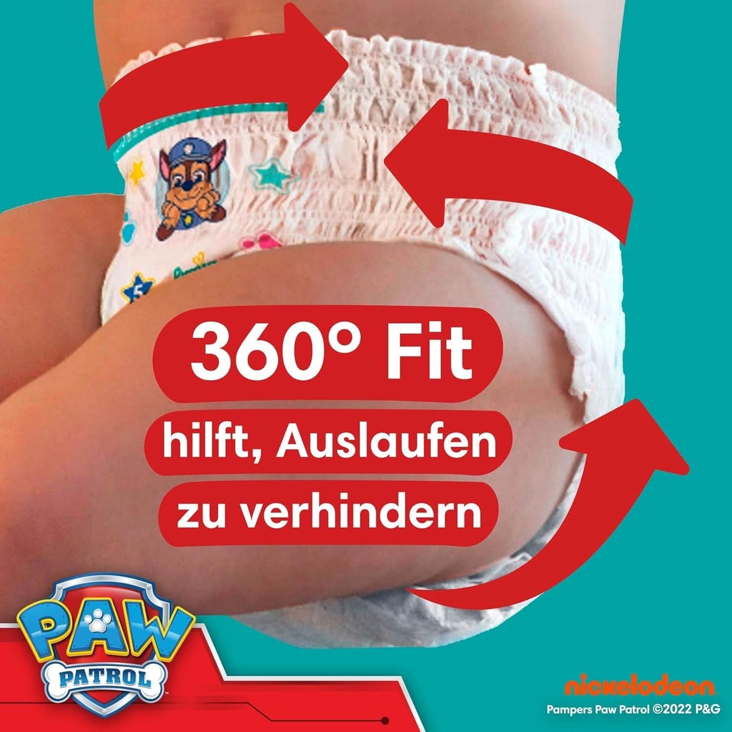 Pieluszki Pampers Paw Patrol Spodnie rozm. 5 (12-17Kg) Baby-Dry, Junior z kieszenią Stop and Protect, BOX MIESIĘCZNY, 160 pieluszek Naty Shop