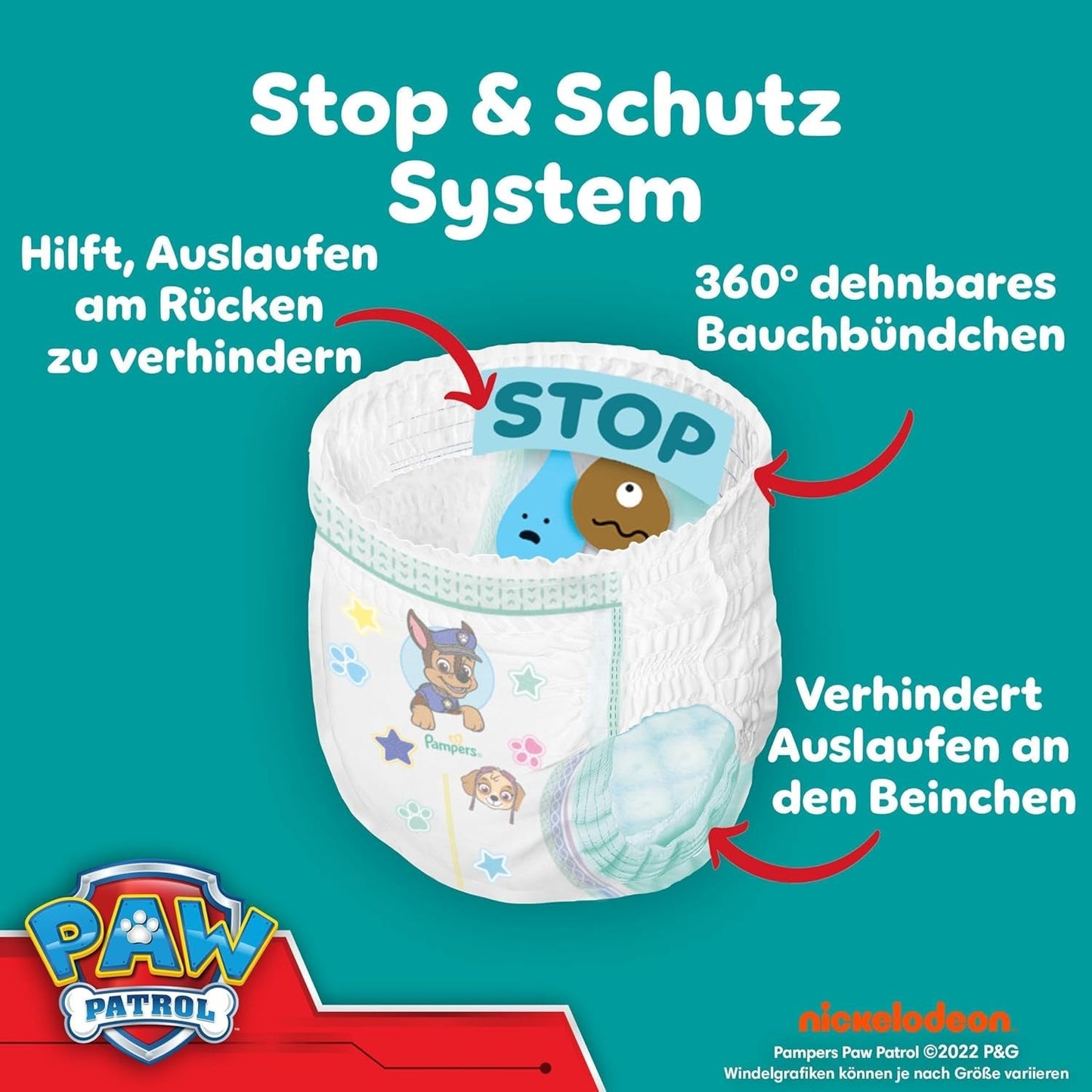 Pampers Baby Dry Pants Pieluszka Patrol Puppy Edition, rozmiar 5, 160 pieluszek, 11 kg - 17 kg, regulacja 360° z systemem zatrzymania i zabezpieczenia