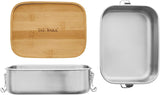 Pudełko na lunch ze stali nierdzewnej Tatonka I Pudełko na lunch bambusowe (800ml / 1000ml) - Chlebak z bambusową pokrywką i uchylną pokrywką - nietłukący, nietoksyczny, można myć w zmywarce, nie zawiera plastiku i BPA Pudełka do przechowywania żywności Naty Shop