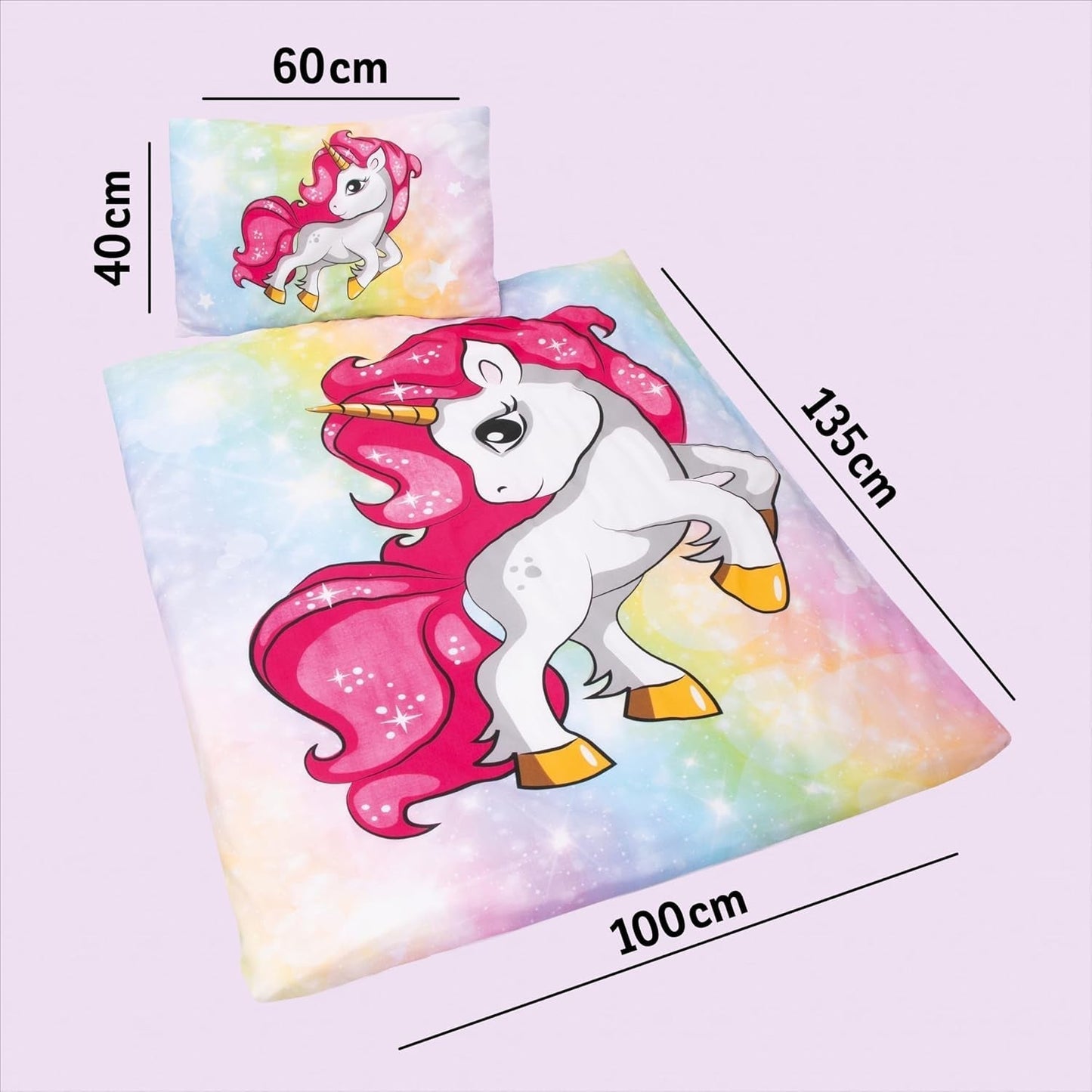 Pościel dla dziewczynki Jednorożec 100 x 135 cm i 40 x 60 cm, bawełniana Pościel - dziecięca Naty Shop